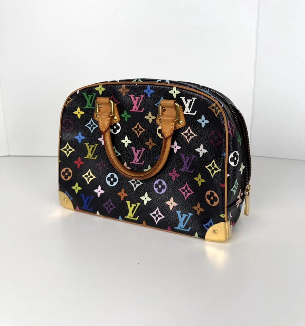 Louis Vuitton Trouville Top Handle Bag in Black Coated Canvas Vintage 2005 E2